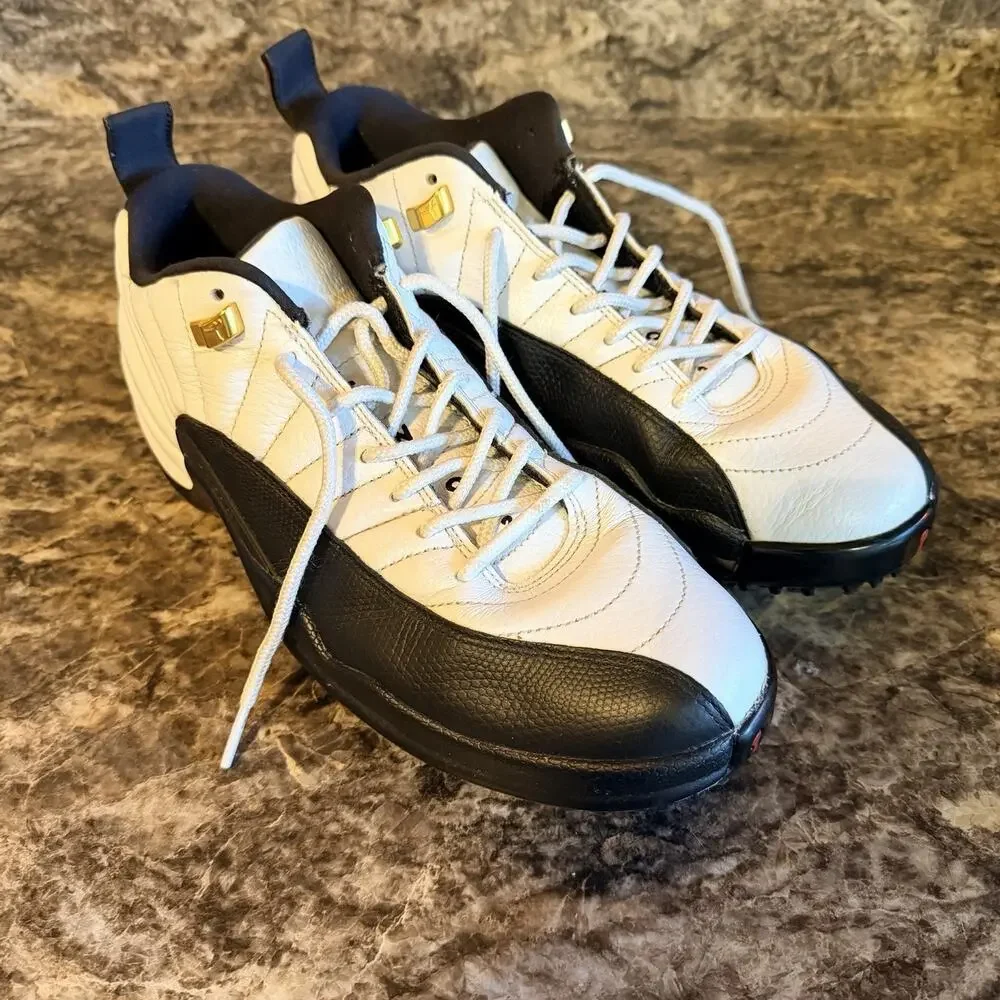Size 10 - Jordan 12 Low Golf Taxi 2022 Black White Golf Shoes